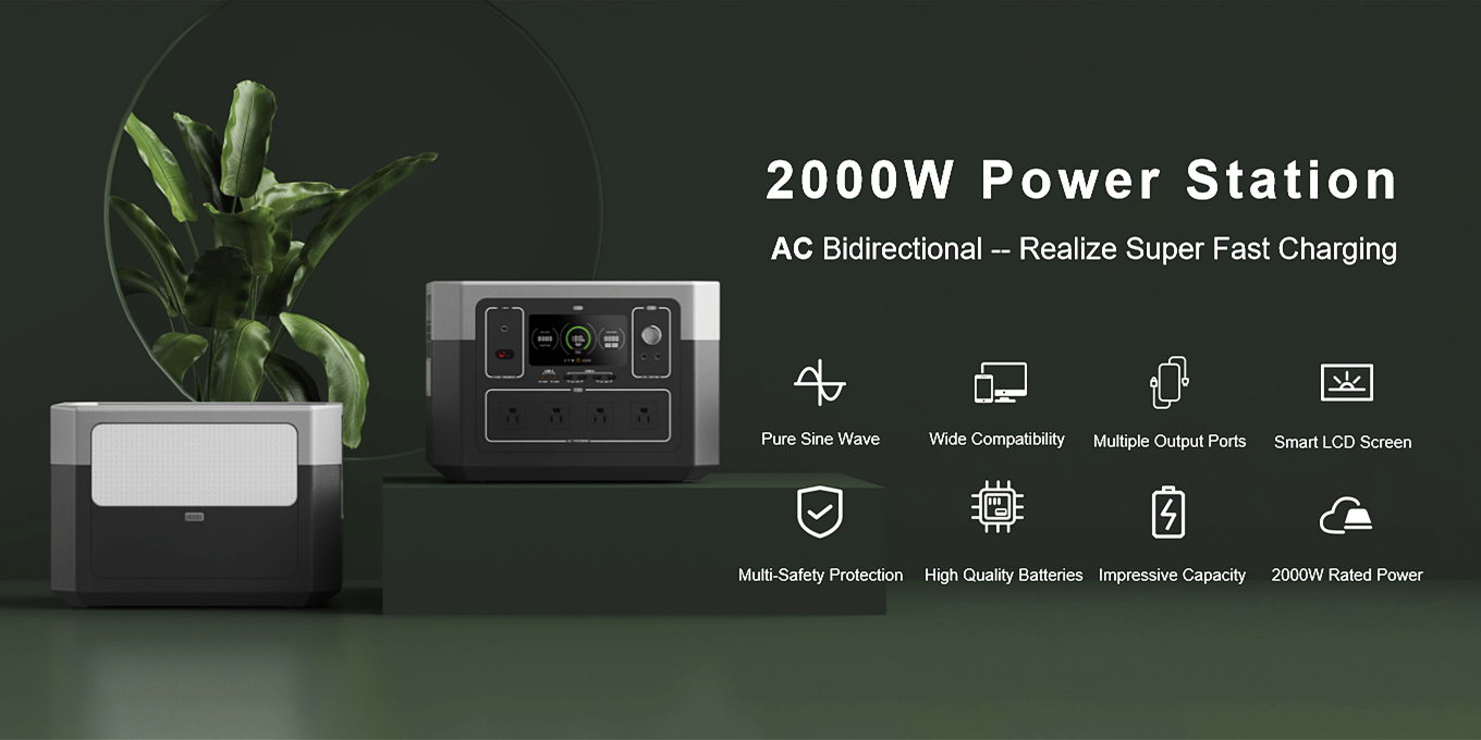 2000 Vt High Capacity Solar Generator For Multi Way Charging